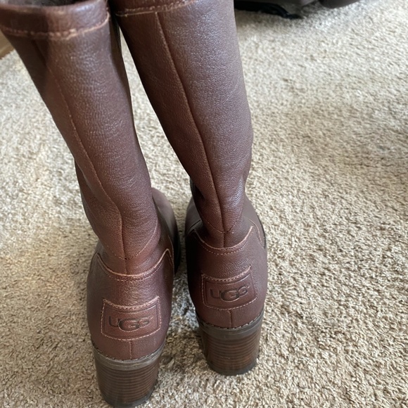 Never Worn Rare Leather UGG Dress Winter Boots Sz 8 - Picture 3 of 7